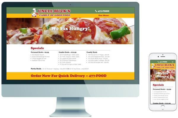 Responsive Pizza Shop Website - Uncle Buck's Pizza